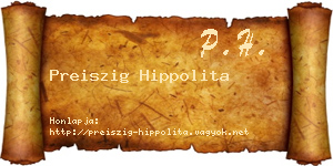 Preiszig Hippolita névjegykártya